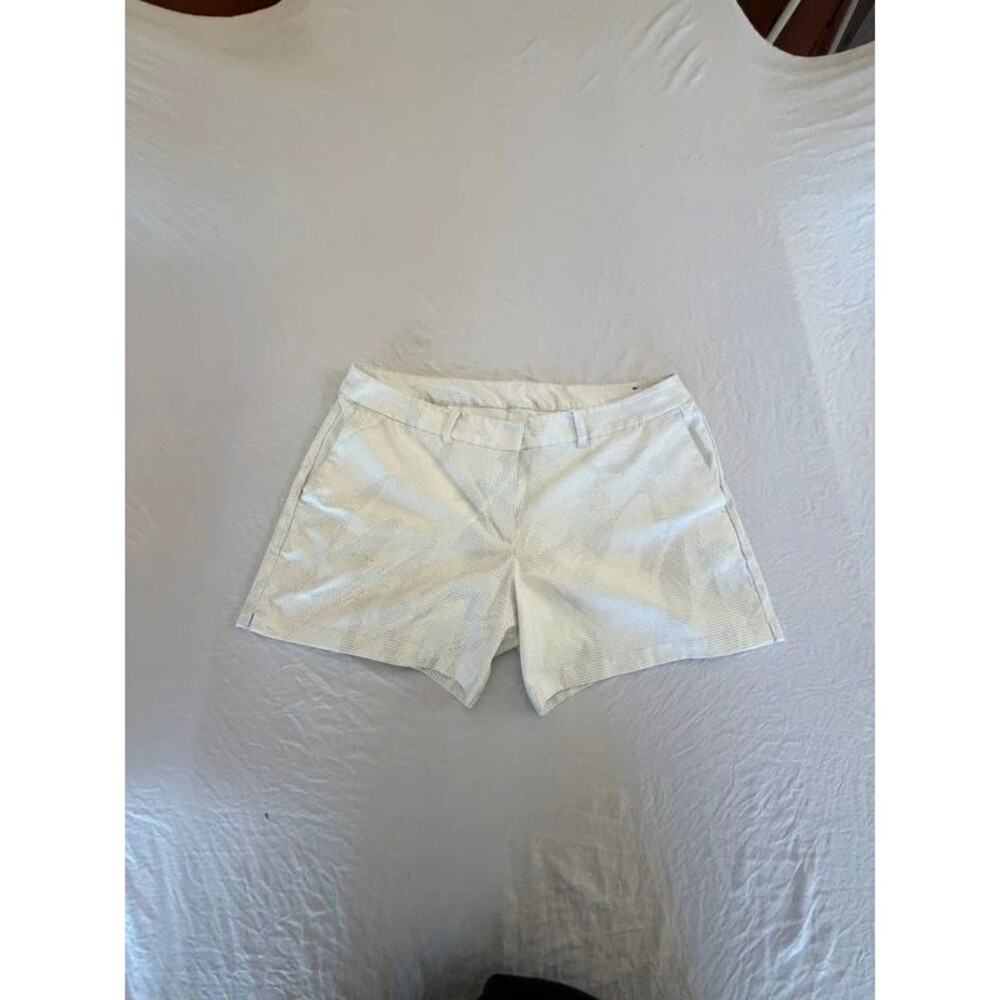 Nike Golf Womens Size 14 Dri-FIT White Grey Polka Dot Athletic Golf Shorts